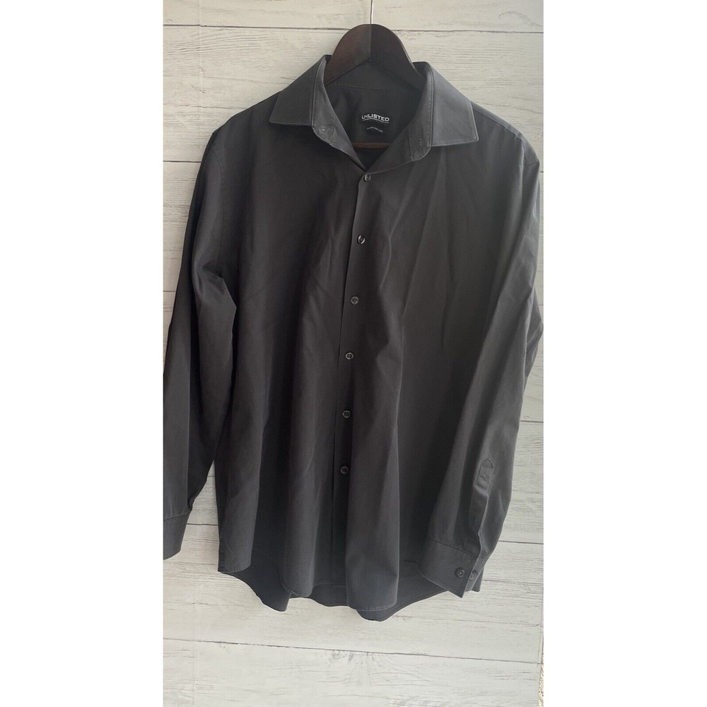 Kenneth Cole New York Men's Size Lg Dress Shirt Black Button Down